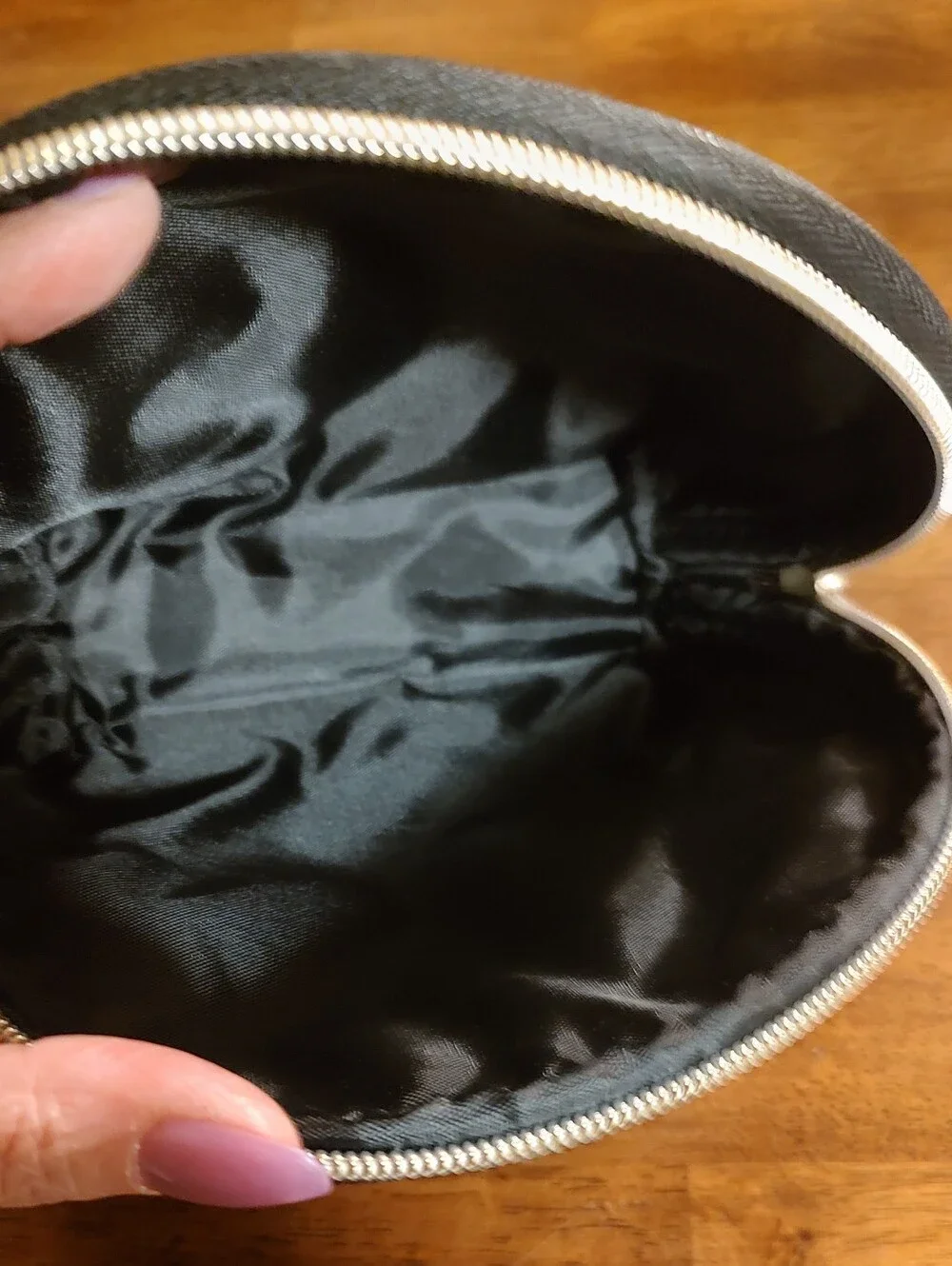 Striped White and Black Cosmetic Pouch